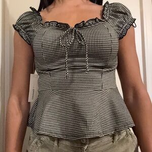 Black and White Gingham Women's Top NWT